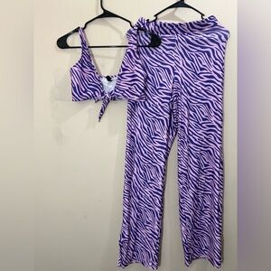 H&M Purple Zebra Print two piece set